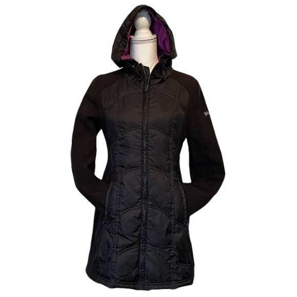 Guess Mid-Length Black Hooded Winter Zip-Up Jacket Women’s Medium - Picture 4 of 14